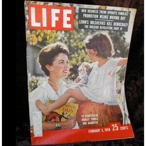 VINTAGE *USED* LIFE MAGAZINE, FEBRUARY 3, 1958, SHIRLEY TEMPLE AND DAUGHTER